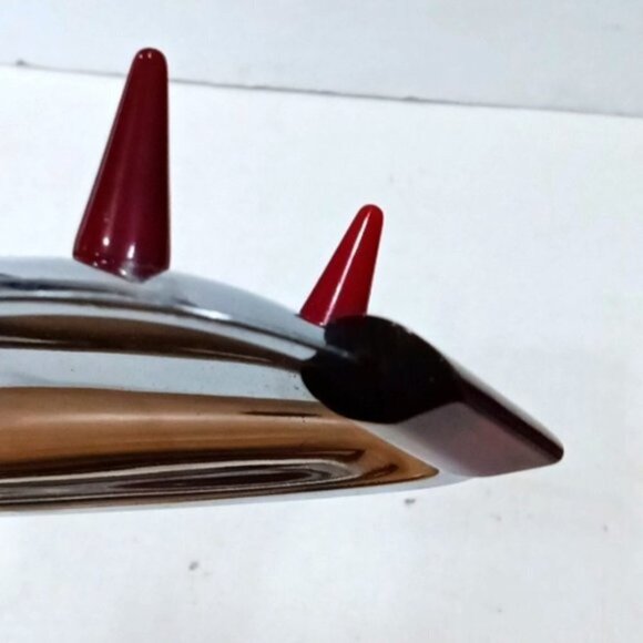 Vintage Gourmates by Glo Hill Canada Chrome Tray w/ Red Bakelite Handles‎ & Feet - Picture 5 of 6